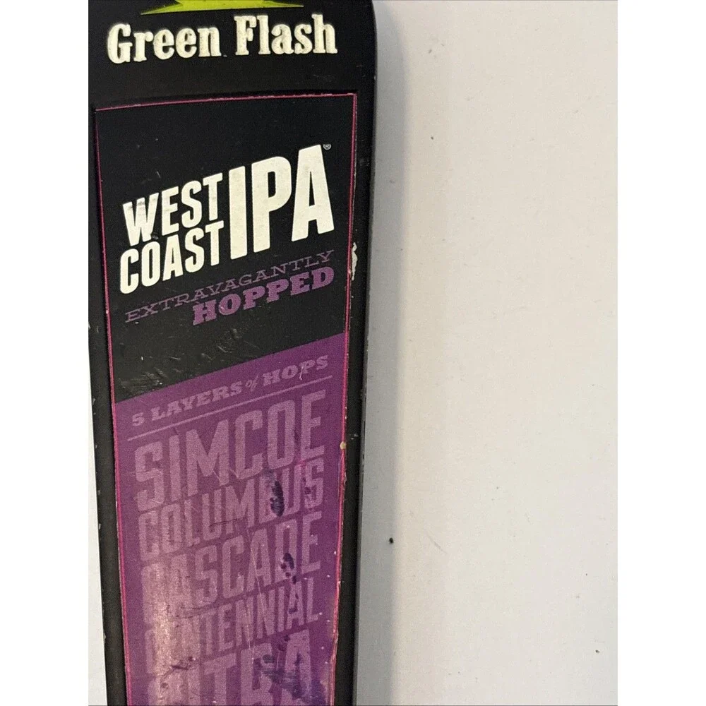 Green Flash West Coast 2-Sided IPA Beer Tap Handle San Diego CA